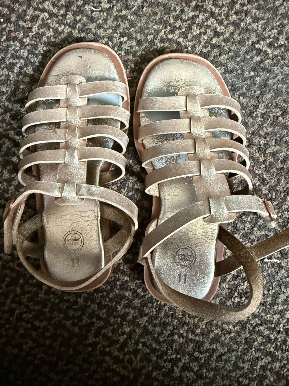 wonder nation Metallic Rose Gold Strappy Girls Sandals